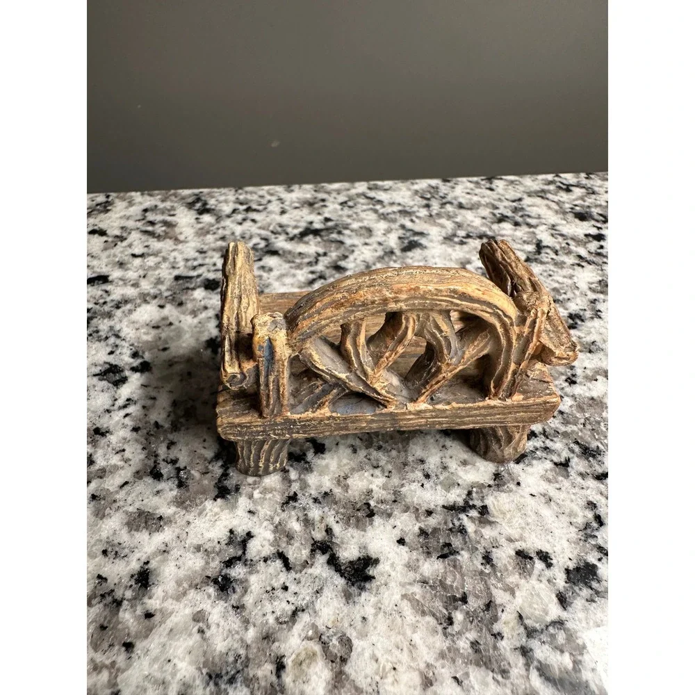 Rustic Log Cabin Bench Miniature Fairy Garden Decor Accent‎